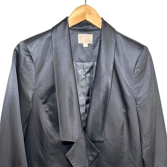 Hinge Nordstrom Silk Blend Satin Tuxedo Blazer 1 Button Roll Tab Black Medium - Picture 3 of 12